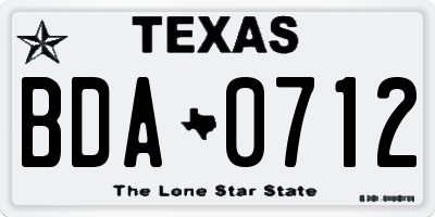 TX license plate BDA0712