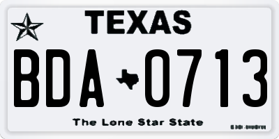 TX license plate BDA0713