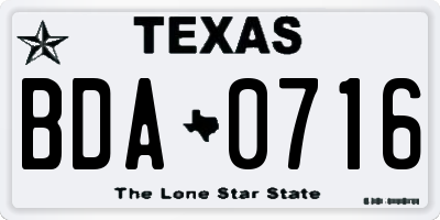 TX license plate BDA0716