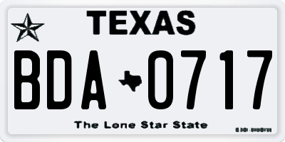 TX license plate BDA0717