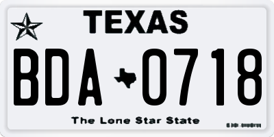 TX license plate BDA0718