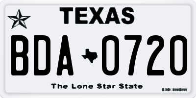 TX license plate BDA0720