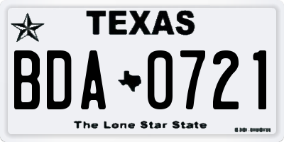 TX license plate BDA0721