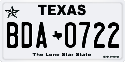 TX license plate BDA0722