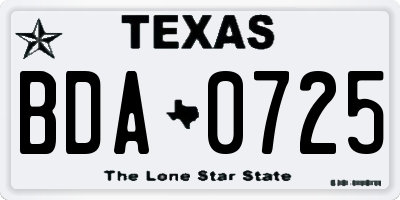 TX license plate BDA0725