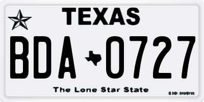 TX license plate BDA0727