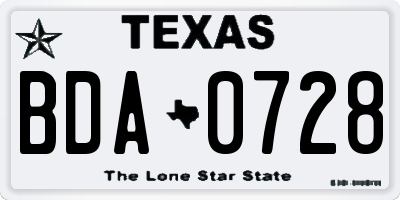 TX license plate BDA0728