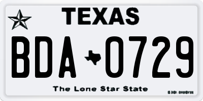TX license plate BDA0729