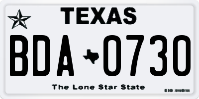 TX license plate BDA0730