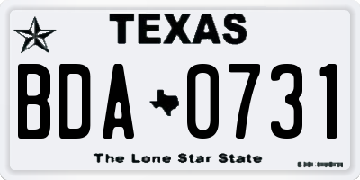 TX license plate BDA0731