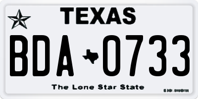 TX license plate BDA0733