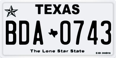 TX license plate BDA0743