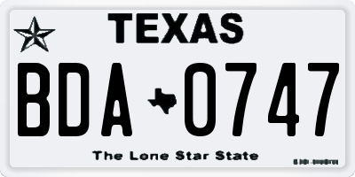 TX license plate BDA0747
