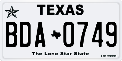 TX license plate BDA0749
