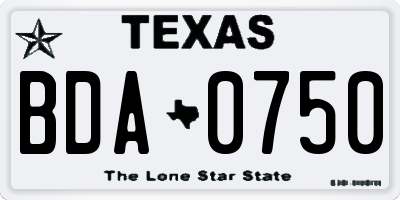 TX license plate BDA0750