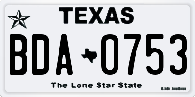 TX license plate BDA0753