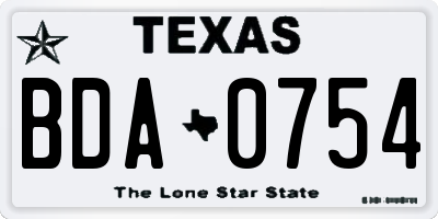 TX license plate BDA0754