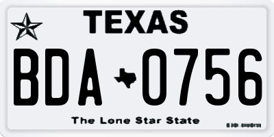 TX license plate BDA0756