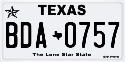 TX license plate BDA0757