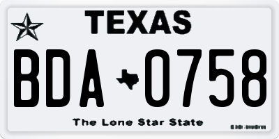 TX license plate BDA0758