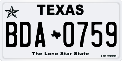 TX license plate BDA0759