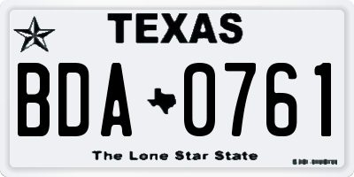 TX license plate BDA0761