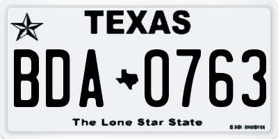 TX license plate BDA0763