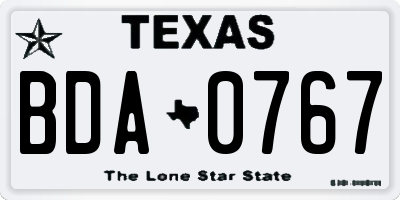 TX license plate BDA0767