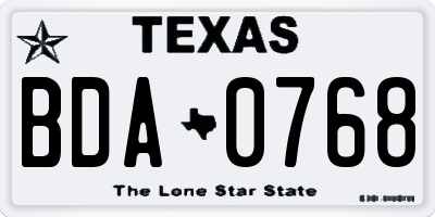 TX license plate BDA0768