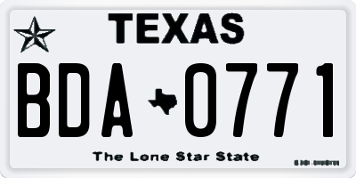 TX license plate BDA0771