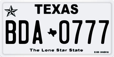 TX license plate BDA0777