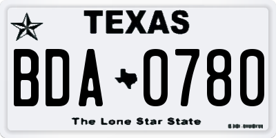 TX license plate BDA0780