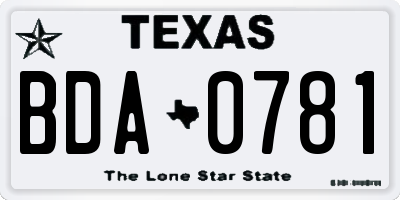 TX license plate BDA0781
