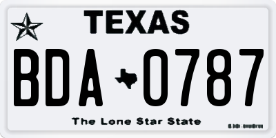 TX license plate BDA0787