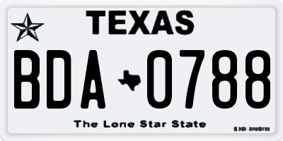 TX license plate BDA0788