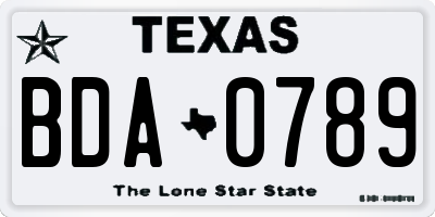 TX license plate BDA0789