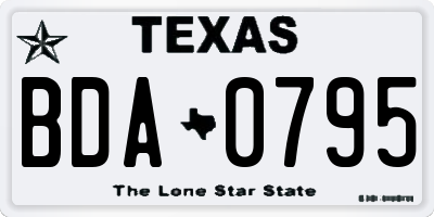 TX license plate BDA0795