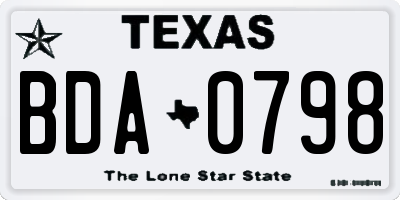 TX license plate BDA0798