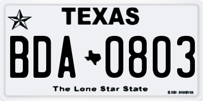 TX license plate BDA0803