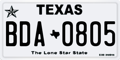 TX license plate BDA0805