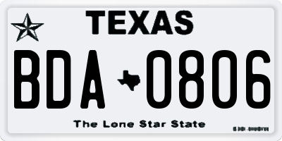 TX license plate BDA0806