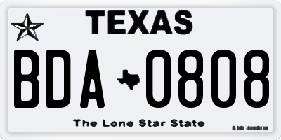 TX license plate BDA0808