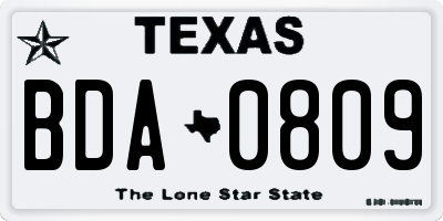 TX license plate BDA0809