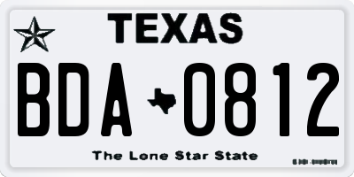 TX license plate BDA0812