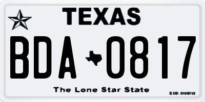 TX license plate BDA0817