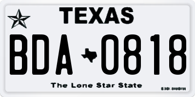 TX license plate BDA0818