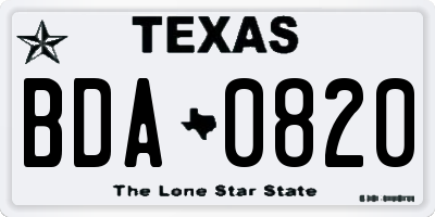 TX license plate BDA0820