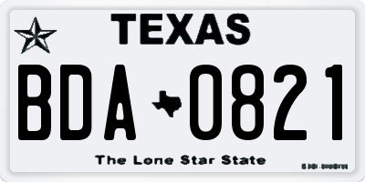 TX license plate BDA0821