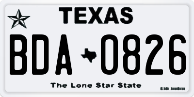 TX license plate BDA0826
