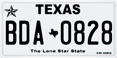 TX license plate BDA0828